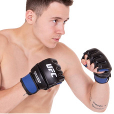 Рукавички гібридні шкіряні для єдиноборств ММА UFC Rexion L, синій, код: BO-0489_LBL