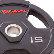 Диски поліуретанові Life Fitness з хватом і металевою втулкою 15кг (d-51мм), код: SC-80154-15-S52