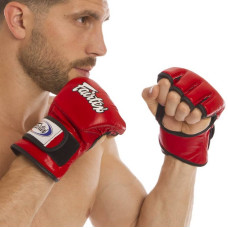 Рукавички для змішаних єдиноборств MMA Fairtex шкіра розмір XL, червоний, код: FGV12_XLR