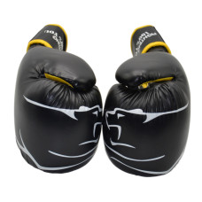 Боксерські рукавиці PowerPlay Jaguar 10 унцій, чорно-жовтий, код: PP_3018_10oz_Black/Yellow