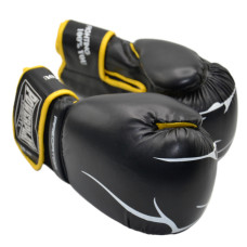 Боксерські рукавиці PowerPlay Jaguar 10 унцій, чорно-жовтий, код: PP_3018_10oz_Black/Yellow