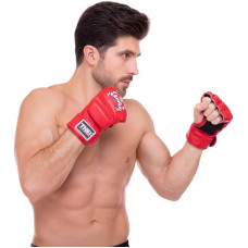 Рукавички для змішаних єдиноборств MMA Top King Super шкіряні S, червоний, код: TKGGS_SR