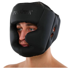 Шолом боксерський з повним захистом та підшоломником Maxxmma S-M, чорний, код: GBH03_SMBK