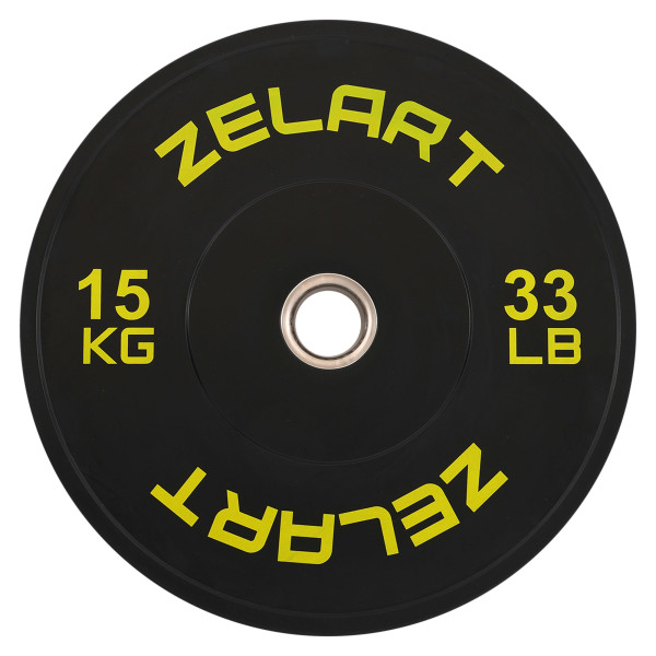 Бамперні диски гумові Zelart Bumper Plates 51мм, 15кг, чорний-жовтий, код: TA-4790-15