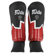 Захист гомілки та стопи для єдиноборств Fairtex, розмір M, чорний-червоний, код: BO-9486_MBKR