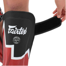 Захист гомілки та стопи для єдиноборств Fairtex, розмір M, чорний-червоний, код: BO-9486_MBKR