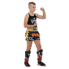 Захист гомілки та стопи для єдиноборств Fairtex, розмір M, чорний-червоний, код: BO-9486_MBKR