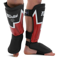 Захист гомілки та стопи для єдиноборств Fairtex, розмір M, чорний-червоний, код: BO-9486_MBKR