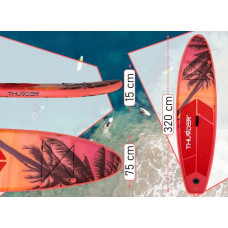 Надувна SUP дошка Thunder Isle з веслом, 3200х760х150 мм, рожевий-помаранчевий, код: SUP-ISLE