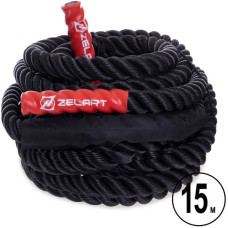 Канат для кросфіту Zelart Combat Battle Rope 15 м, чорний, код: FI-2597-15-S52