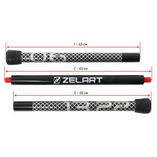 Бодібар 3-х секційний Bar Zelart 6кг, чорний-сірий, код: FI-9994-6-S52