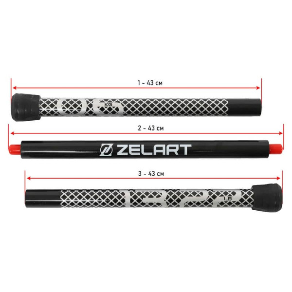 Бодібар 3-х секційний Bar Zelart 6кг, чорний-сірий, код: FI-9994-6-S52