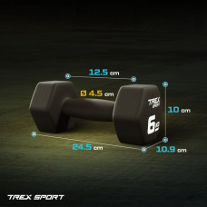 Гантелі для фітнесу неопренові TREX Sport TX-060VD 2x6кг, код: 5902308231269