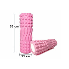 Масажний ролик EasyFit Wavyspines 330х110 мм, рожевий, код: EF-3701-P-EF