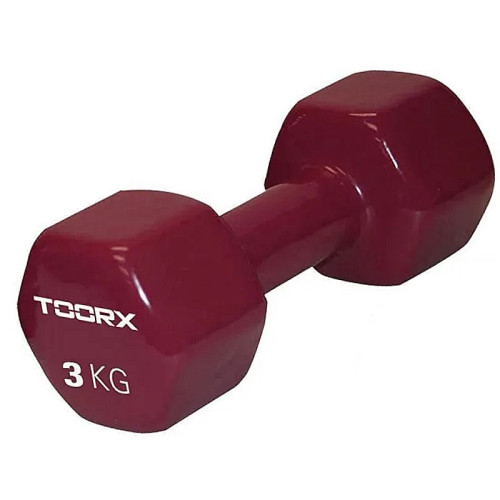 Гантель для фітнесу Toorx Vinyl 1х3 кг, бордовий, код: 931128-SVA