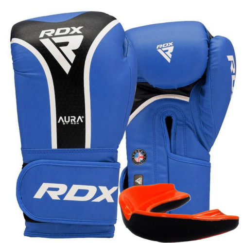 Боксерські рукавиці RDX Aura Plus T-17 14 унцій, синій-чорний, код: BGR-T17UB-14OZ+