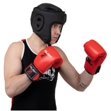 Рукавички шкіряні боксерські Zelart 14 унцій, червоний, код: VL-8477_14R
