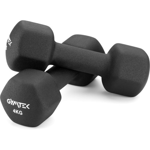Гантелі для фітнесу неопренові Gymtek Hex 2х4кг чорний, код: 5905884425992