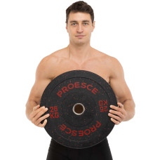 Бамперні диски із структурної гуми Record Bumper Plates 51мм, 25кг, чорний-червоний, код: TA-4782-25