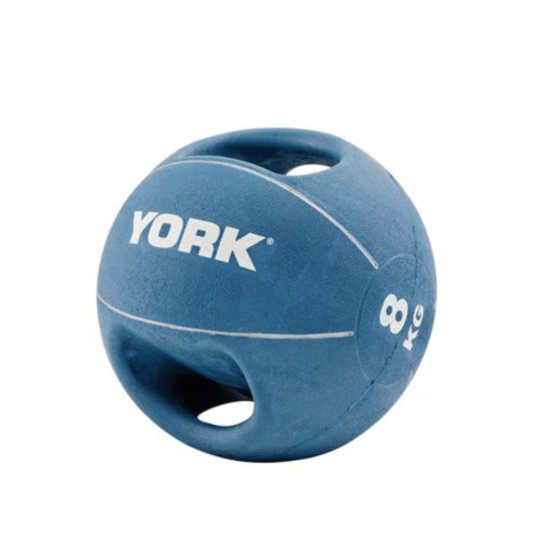 М'яч медбол 8кг York Fitness із двома ручками синій, код: 20014961807343