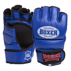 Рукавички для змішаних єдиноборств MMA Boxer шкіряні XL, синій, код: 5020_XLBL