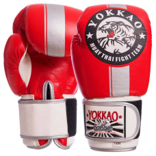 Рукавички боксерські Yokkao шкіряні на липучці 12 унцій, чорний-жовтий, код: YK016_12_BKY-S52