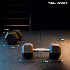 Гантеля шестигранна прогумована TX-025RD Trex Sport 2,5кг, код: 5902308232228