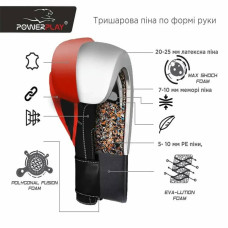 Боксерські рукавиці PowerPlay 3087 Magnum чорні [натуральна шкіра] 16 унцій, код: PP_3087_16oz_Black