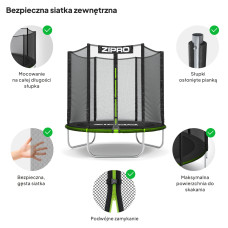 Садовий батут Zipro Jump Pro із зовнішньою сіткою 6FT 183 см, зелений-чорний, код: M-12578744-IN