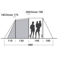 Намет шестимісний EasyCamp Huntsville 600 Green/Grey (120408), код: 929578-SVA
