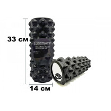 Масажний ролик EasyFit Grid Roller Extreme 330х140 мм чорний код: EF-2023-BK-EF