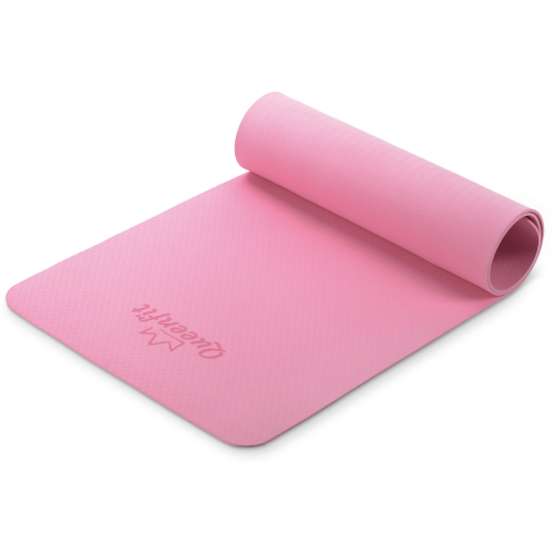 Килимок (мат) для фітнесу та йоги Queenfit Premium TPE 0,5см рожевий, код: 5907766664086
