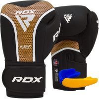Боксерські рукавиці RDX Aura Plus T-17 10 унцій, чорний-золотий, код: BGR-T17BGL-10OZ+