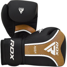 Боксерські рукавиці RDX Aura Plus T-17 10 унцій, чорний-золотий, код: BGR-T17BGL-10OZ+