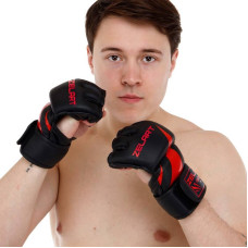 Рукавички для змішаних єдиноборств MMA L, чорний-червоний, код: BO-8355_LBKR