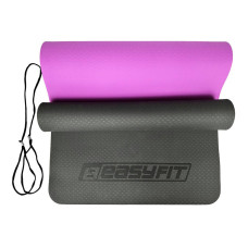Килимок для йоги та фітнесу EasyFit TPE+TC двошаровий 1830x610x6 мм, чорний-фіолетовий, код: EF-1924-BV-EF