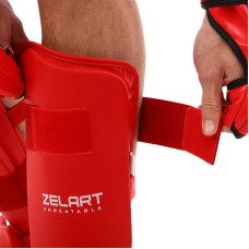 Захист гомілки та стопи для карате Zelart S, червоний, код: BO-7249_SR