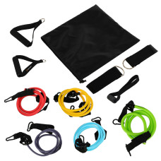 Еспандер багатофункціональний для фітнесу 5 жгутів Zelart Resistance Band в чохлі різнокольоровий, код: FI-5449