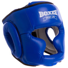 Шолом боксерський з повним захистом шкіряний Boxer Еліт M чорний, код: 2033-1_MBK