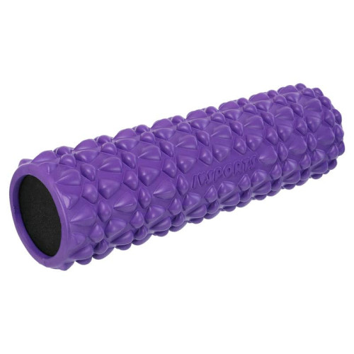 Ролер масажний циліндр (ролик мфр) заповнений піною FitGo Grid Bubble Roller, 450x130 мм, фіолетовий, код: FI-9391_V