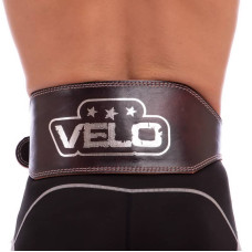 Пояс атлетичний шкіряний Velo XL, довжина 120 см, чорний-коричневий, код: VL-6627_XL
