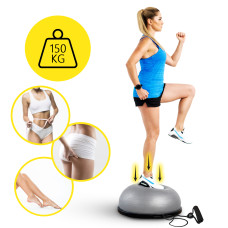 Балансувальна платформа (півсфера) Cornix Bosu Ball 58 см з еспандерами Grey, код: XR-0455