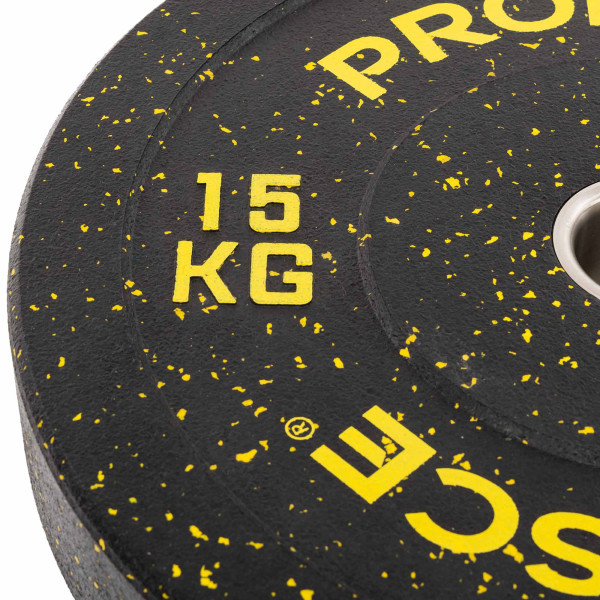 Бамперні диски із структурної гуми Record Bumper Plates 51мм, 15кг, чорний-жовтий, код: TA-4782-15