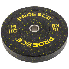 Бамперні диски із структурної гуми Record Bumper Plates 51мм, 15кг, чорний-жовтий, код: TA-4782-15