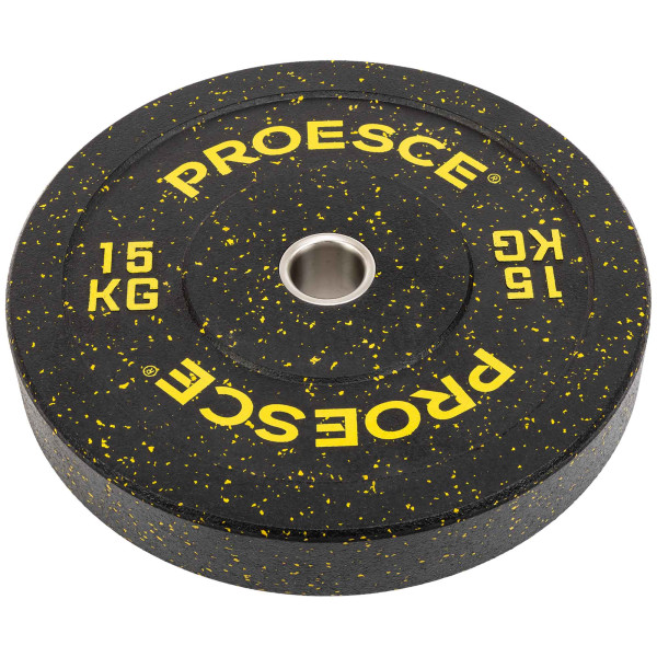 Бамперні диски із структурної гуми Record Bumper Plates 51мм, 15кг, чорний-жовтий, код: TA-4782-15