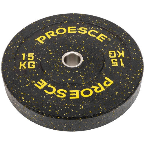 Бамперні диски із структурної гуми Record Bumper Plates 51мм, 15кг, чорний-жовтий, код: TA-4782-15