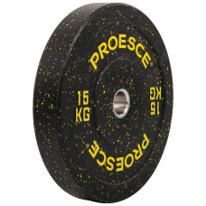 Бамперні диски із структурної гуми Record Bumper Plates 51мм, 15кг, чорний-жовтий, код: TA-4782-15