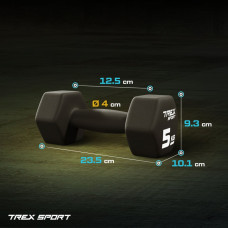 Гантелі для фітнесу неопренові TREX Sport TX-050VD 2x5кг, код: 5902308231252