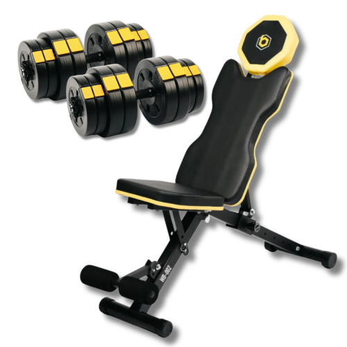 Набір Besport PowerPro гантелі 2х31кг з лавою WB-002, код: 00-G00000421