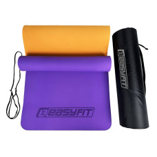 Килимок для йоги та фітнеса двошаровий + чохол EasyFit TPE+TC 1830x610x6мм, фіолетовий з помаранчевим, код: EF-1924s-VO-EF